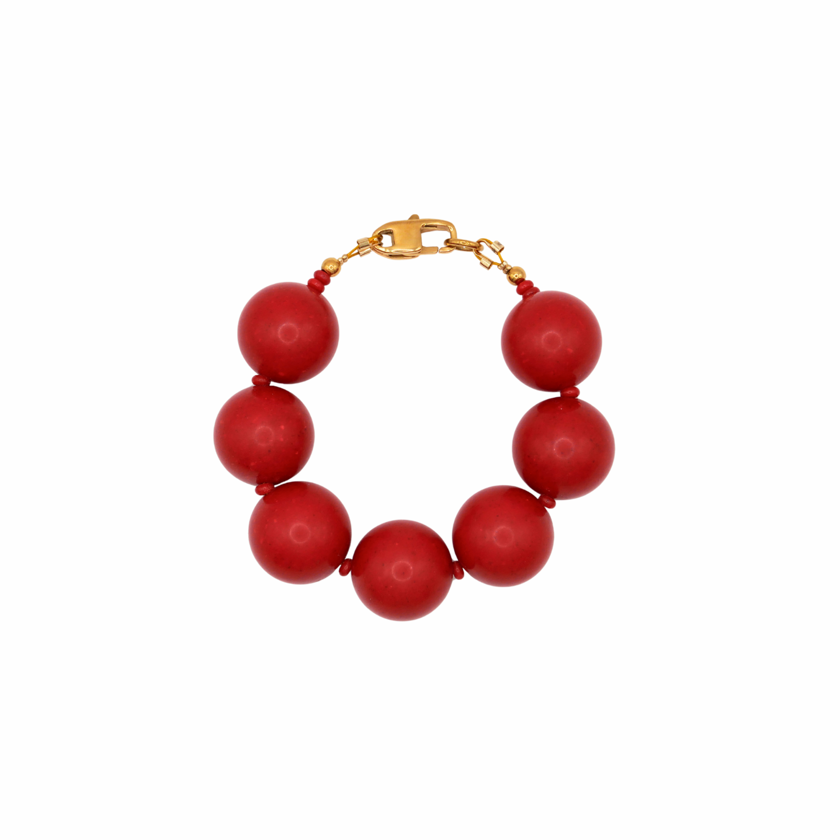 Pulsera ROKA de coral natural en formato grande de 20 cm con broche dorado de acero inoxidable.