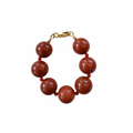 Pulsera ROKA de jaspe rojo y cornalina natural en formato grande de 20 cm con broche dorado de acero inoxidable
